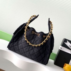 Replica Chanel 25c AS5293 Small Vintage Hobo Drawstring bucket Bag Denim Black