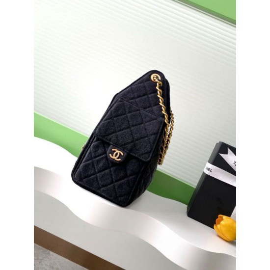 Replica Chanel 25c AS5293 Small Vintage Hobo Drawstring bucket Bag Denim Black