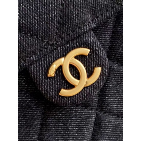 Replica Chanel 25c AS5293 Small Vintage Hobo Drawstring bucket Bag Denim Black