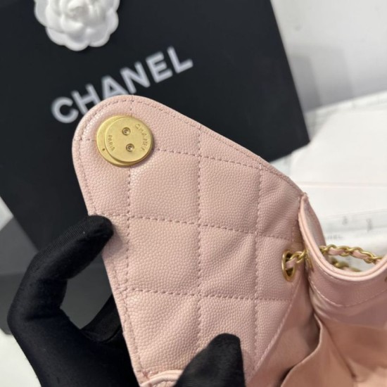 Replica Chanel 25c AS5293 Small Vintage Hobo Drawstring bucket Bag Grained Calfskin Pink