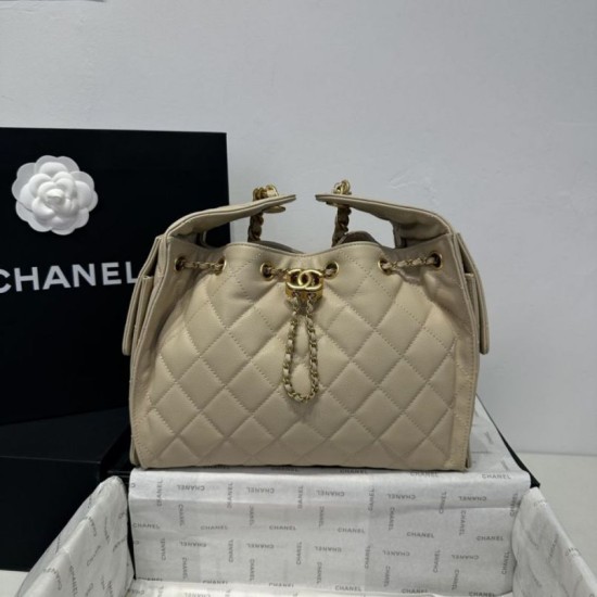 Replica Chanel 25c AS5293 Small Vintage Hobo Drawstring bucket Bag Grained Calfskin Apricot
