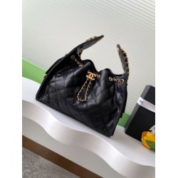 Replica Chanel 25c AS5293 Small Vintage Hobo Drawstring bucket Bag Grained Calfskin Black