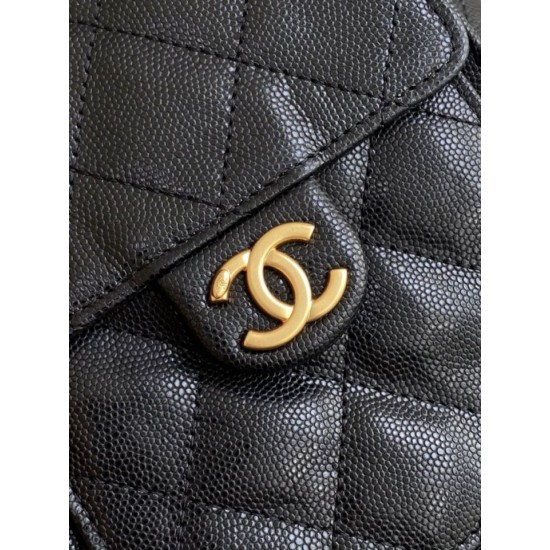 Replica Chanel 25c AS5293 Small Vintage Hobo Drawstring bucket Bag Grained Calfskin Black
