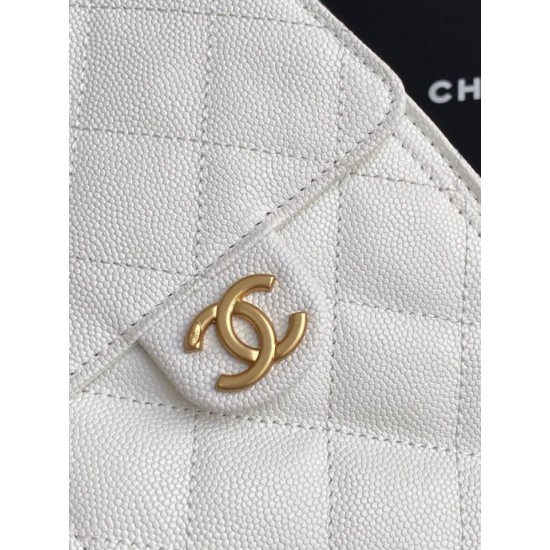 Replica Chanel 25c AS5293 Small Vintage Hobo Drawstring bucket Bag Grained Calfskin White