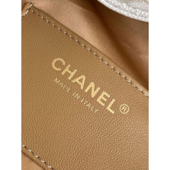 Replica Chanel 25c AS5293 Small Vintage Hobo Drawstring bucket Bag Grained Calfskin White