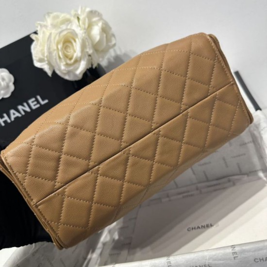Replica Chanel 25c AS5293 Small Vintage Hobo Drawstring bucket Bag Grained Calfskin Brown