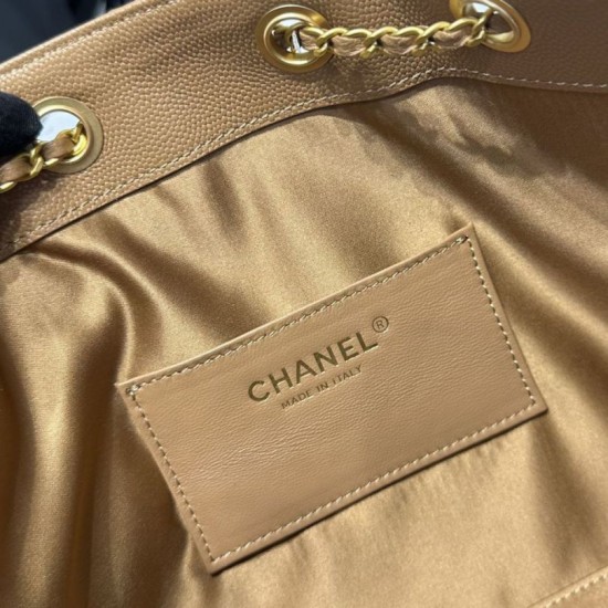Replica Chanel 25c AS5293 Small Vintage Hobo Drawstring bucket Bag Grained Calfskin Brown