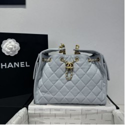 Replica Chanel 25c AS5293 Small Vintage Hobo Drawstring bucket Bag Grained Calfskin Blue
