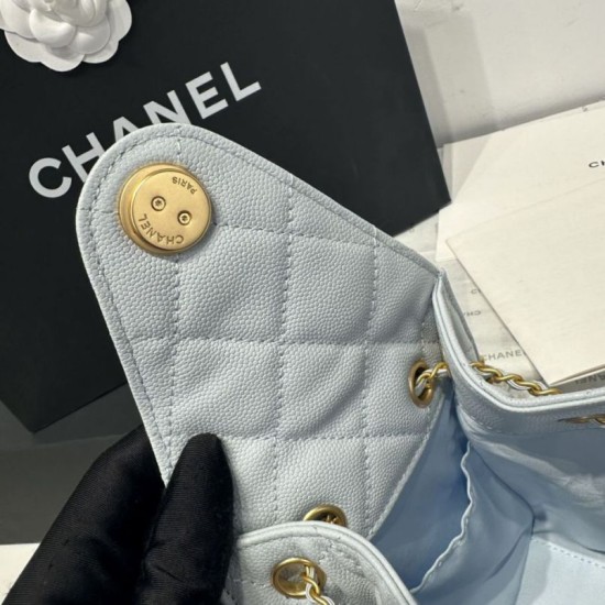 Replica Chanel 25c AS5293 Small Vintage Hobo Drawstring bucket Bag Grained Calfskin Blue
