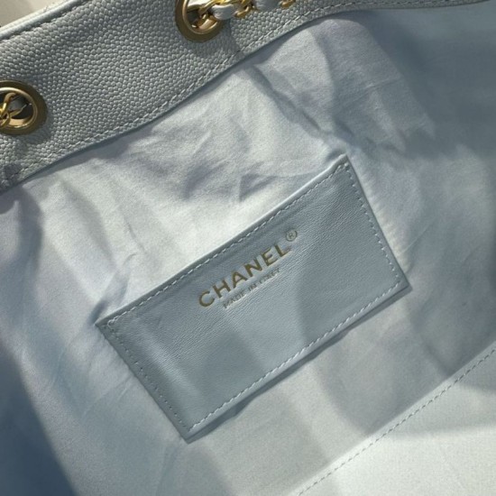 Replica Chanel 25c AS5293 Small Vintage Hobo Drawstring bucket Bag Grained Calfskin Blue