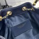 Replica Chanel 25c AS5293 Small Vintage Hobo Drawstring bucket Bag Grained Calfskin Dark Blue