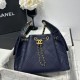 Replica Chanel 25c AS5293 Small Vintage Hobo Drawstring bucket Bag Grained Calfskin Dark Blue