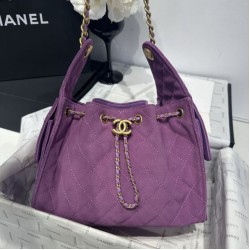 Replica Chanel 25c AS5293 Small Vintage Hobo Drawstring bucket Bag Denim Purple