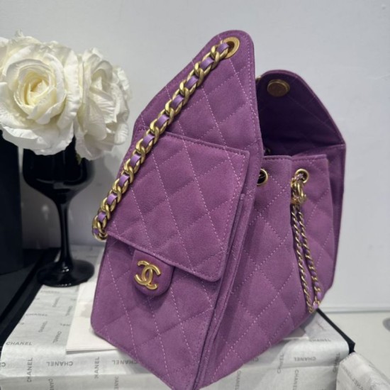 Replica Chanel 25c AS5293 Small Vintage Hobo Drawstring bucket Bag Denim Purple