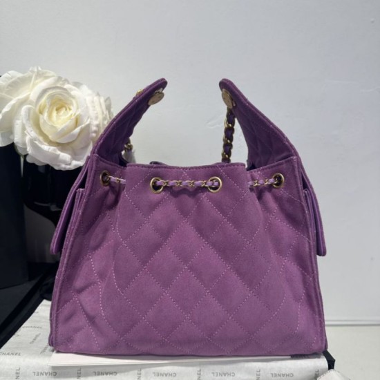 Replica Chanel 25c AS5293 Small Vintage Hobo Drawstring bucket Bag Denim Purple
