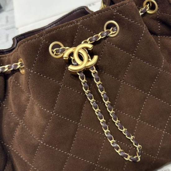 Replica Chanel 25c AS5293 Small Vintage Hobo Drawstring bucket Bag Denim Coffee