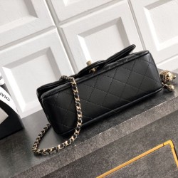 Replica Chanel 25K Small Flap Bag With Golden Ball Black Lambskin 