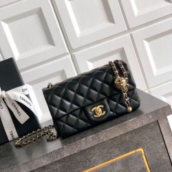 Replica Chanel 25K Small Flap Bag With Golden Ball Black Lambskin 