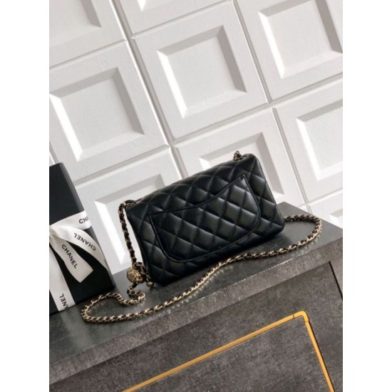 Replica Chanel 25K Small Flap Bag With Golden Ball Black Lambskin 
