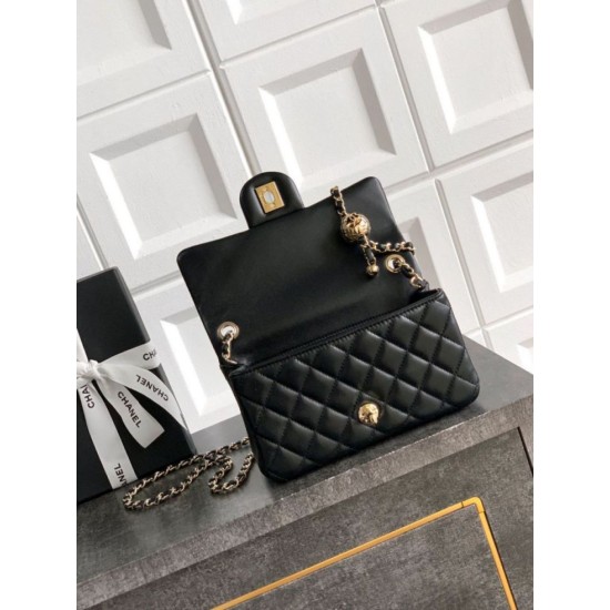 Replica Chanel 25K Small Flap Bag With Golden Ball Black Lambskin 