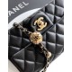 Replica Chanel 25K Small Flap Bag With Golden Ball Black Lambskin 