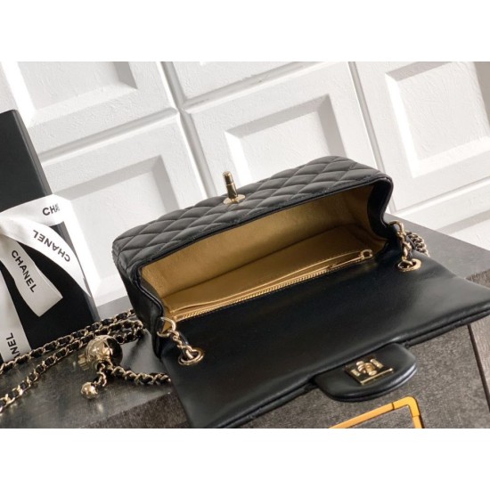 Replica Chanel 25K Small Flap Bag With Golden Ball Black Lambskin 