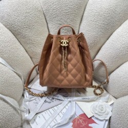 Replica Chanel 25B Medium Backpack Grained Calfskin Brown AS5600