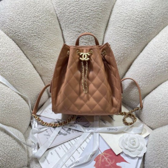 Replica Chanel 25B Medium Backpack Grained Calfskin Brown AS5600