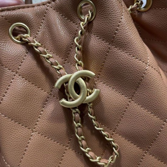 Replica Chanel 25B Medium Backpack Grained Calfskin Brown AS5600