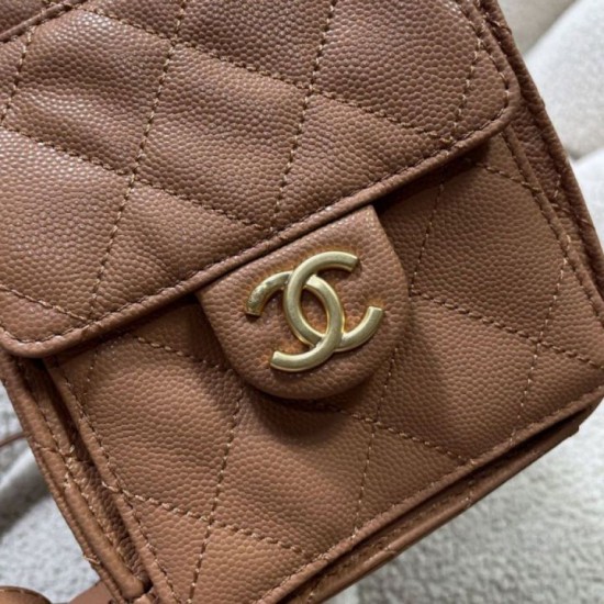 Replica Chanel 25B Medium Backpack Grained Calfskin Brown AS5600