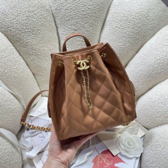 Replica Chanel 25B Medium Backpack Grained Calfskin Brown AS5600