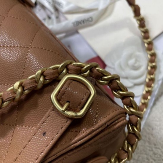 Replica Chanel 25B Medium Backpack Grained Calfskin Brown AS5600