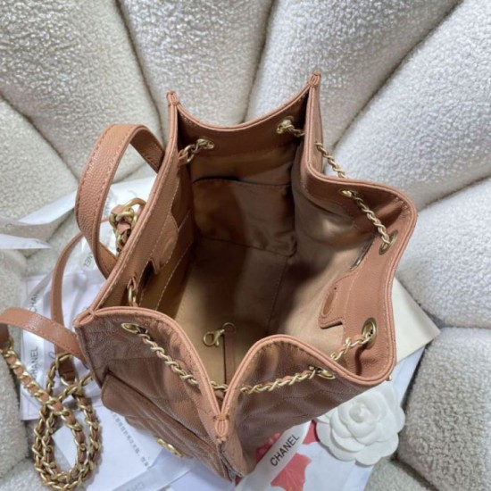 Replica Chanel 25B Medium Backpack Grained Calfskin Brown AS5600