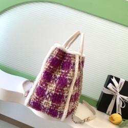 Replica Chanel 25N AS5689 Tweed Shopping Bag Lambskin Coco Neige Purple