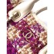 Replica Chanel 25N AS5689 Tweed Shopping Bag Lambskin Coco Neige Purple