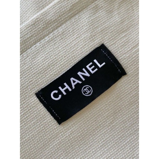 Replica Chanel Coco Beach Tote Bag with Small Bag Lambskin White