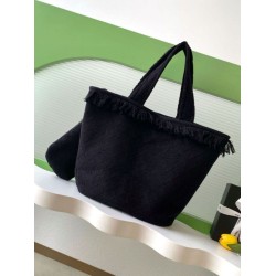 Replica Chanel Coco Beach Tote Bag with Small Bag Lambskin Black