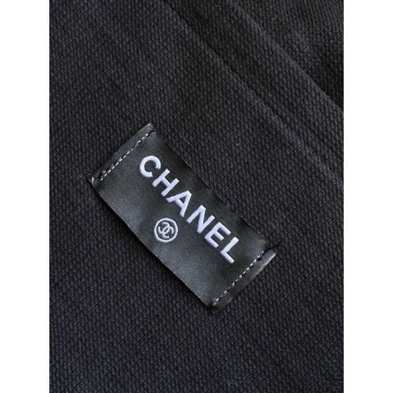 Replica Chanel Coco Beach Tote Bag with Small Bag Lambskin Black