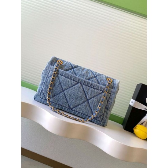 Replica Chanel Maxi Flap Bag Washed denim AS5734 Blue