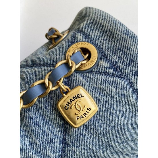 Replica Chanel Maxi Flap Bag Washed denim AS5734 Blue