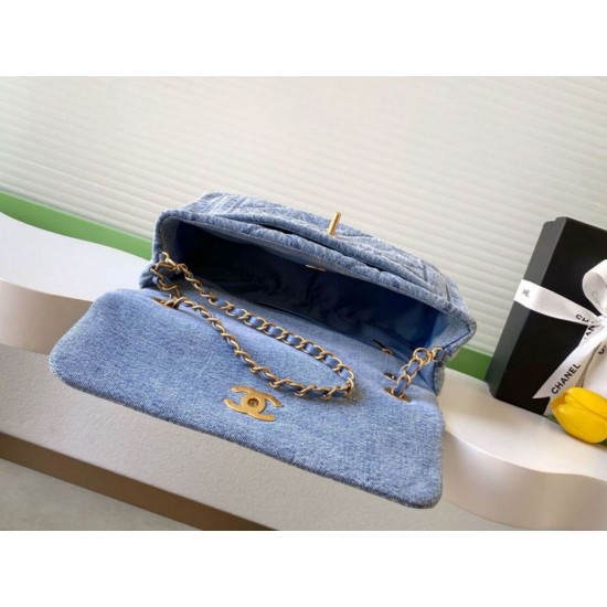 Replica Chanel Maxi Flap Bag Washed denim AS5734 Blue