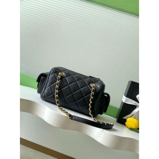 Replica Chanel Small Bowling Bag AS5792 Lambskin Black
