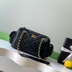 Replica Chanel Small Bowling Bag AS5792 Lambskin Black
