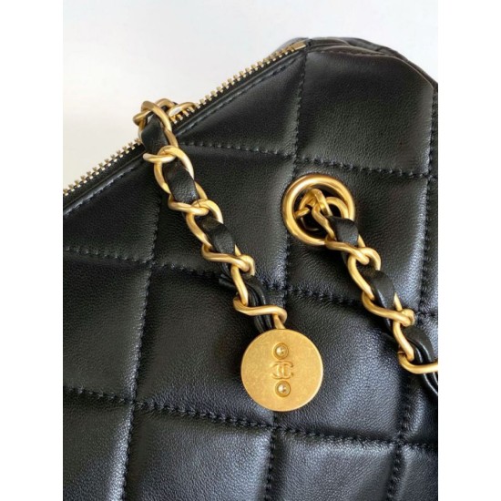 Replica Chanel Small Bowling Bag AS5792 Lambskin Black