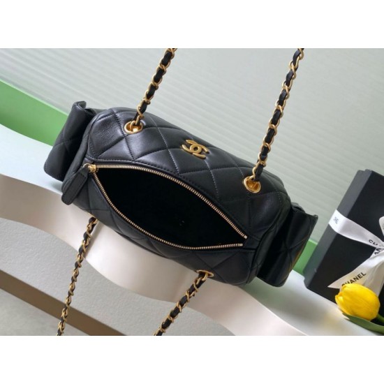Replica Chanel Small Bowling Bag AS5792 Lambskin Black