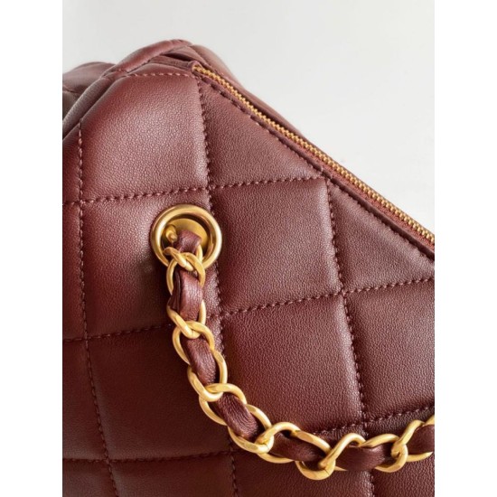 Replica Chanel Small Bowling Bag AS5792 Lambskin Burgundy