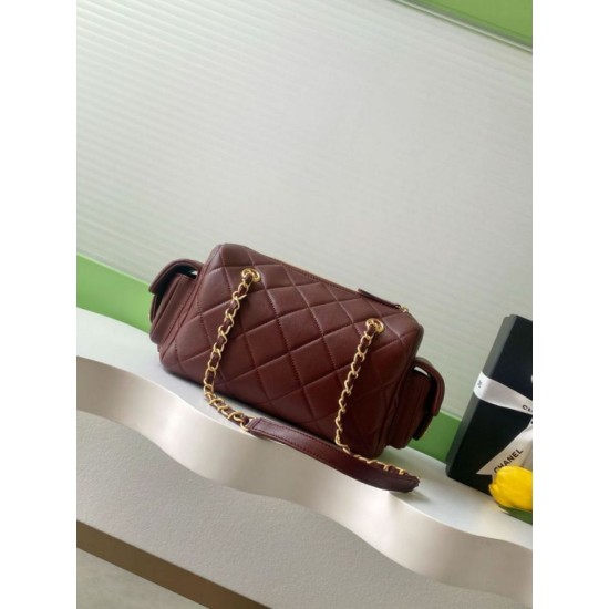 Replica Chanel Small Bowling Bag AS5792 Lambskin Burgundy