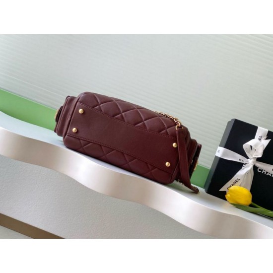 Replica Chanel Small Bowling Bag AS5792 Lambskin Burgundy
