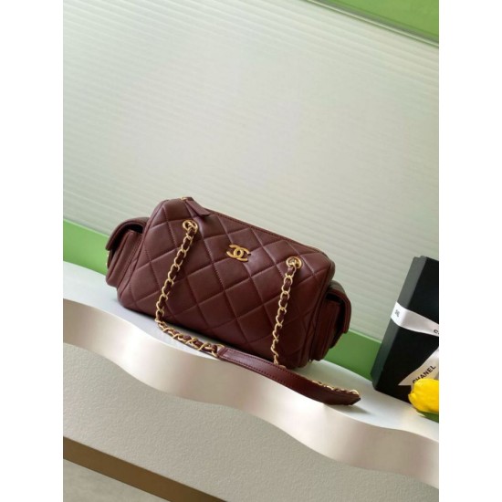 Replica Chanel Small Bowling Bag AS5792 Lambskin Burgundy