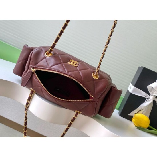 Replica Chanel Small Bowling Bag AS5792 Lambskin Burgundy